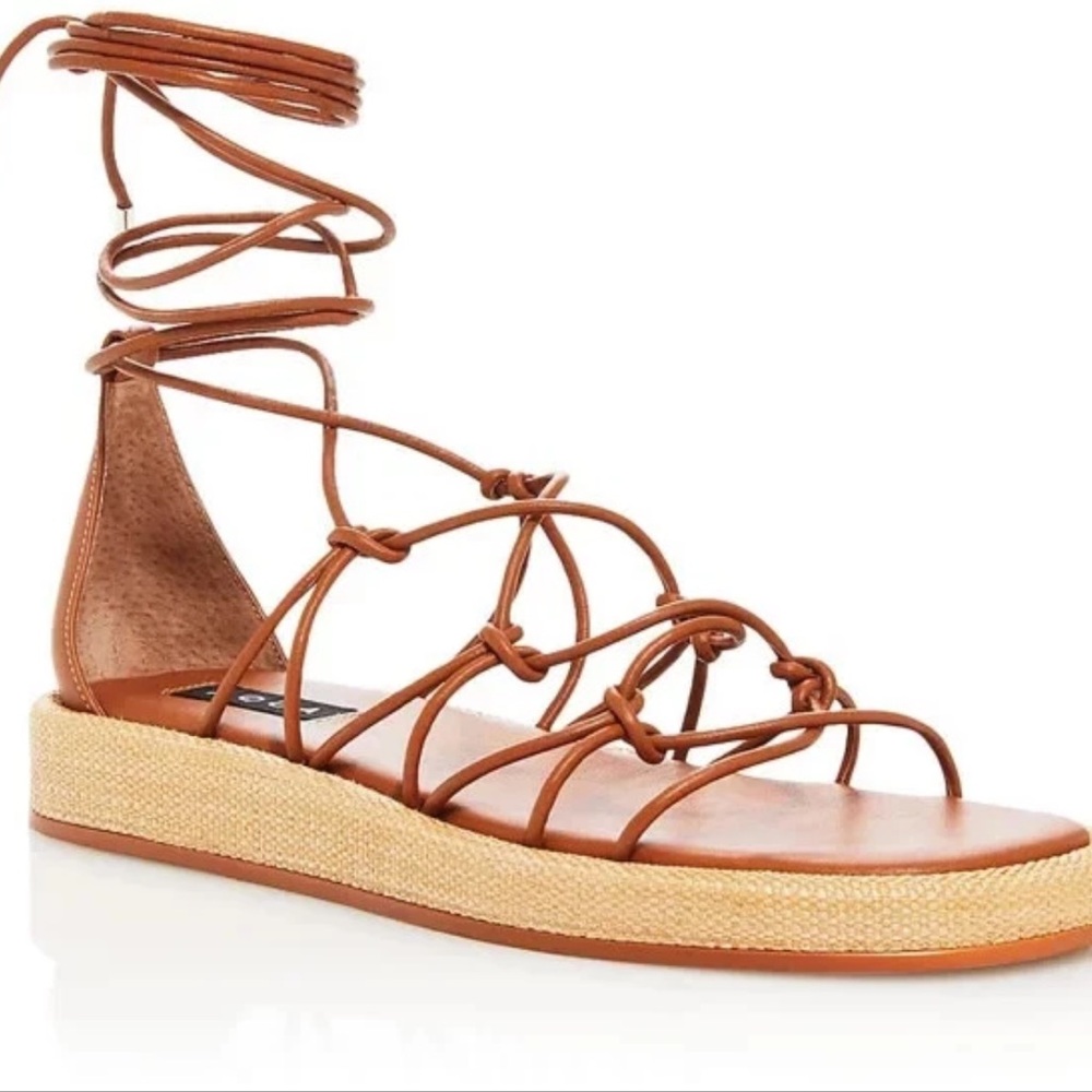 NWT AQUA Brown Strappy Espadrille Sandals